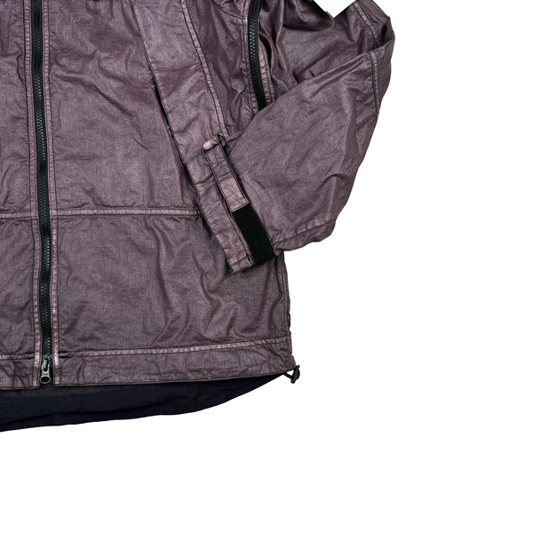 Stone Island 2025 Raw Linen Plated OVD Purple Zipped Jacket - Medium