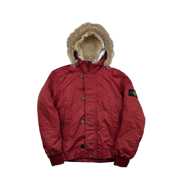 Stone Island 2015 Silver Sherling Liner Fur Hood David TC Jacket - Medium