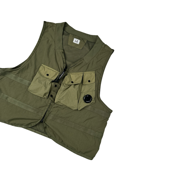 CP Company Khaki Green Taylon P Utility Vest - Large