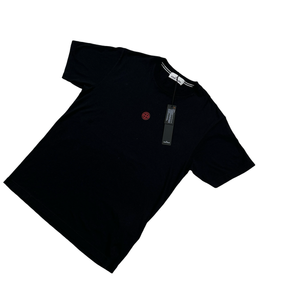 Stone Island 2022 Black Eclipse Graphic Spellout T Shirt - Medium