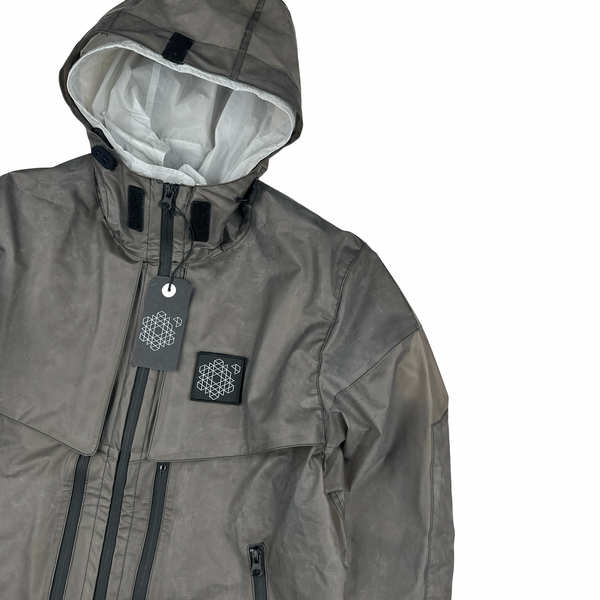 Plurimus Matte Grey Dual Hood Polycover Zipped Jacket - Small