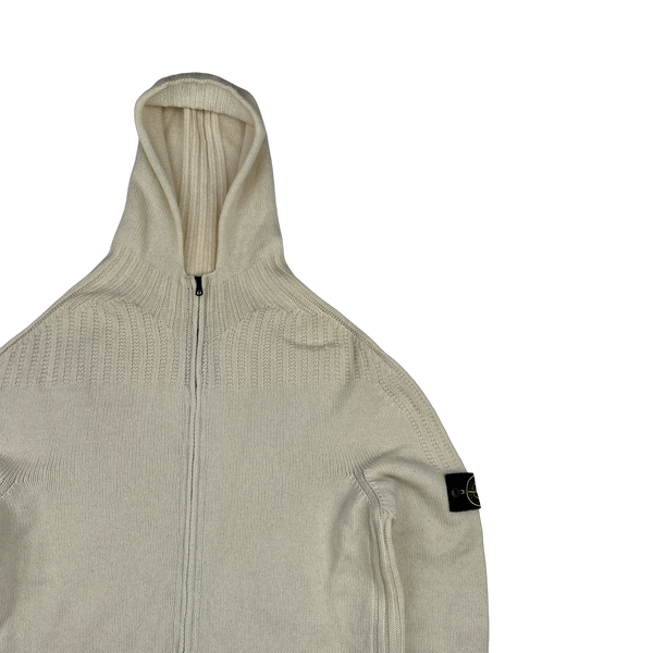 Stone Island Vintage Cream Wool Zipped Hoodie - Large