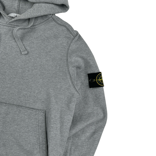 Stone Island Grey Cotton Pullover Hoodie - Small
