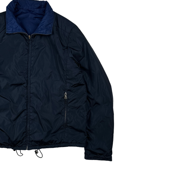 Prada Blue/Navy Red Tab Reversible Nylon Windbreaker Jacket - L