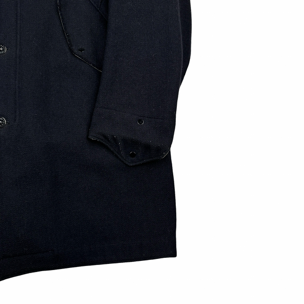 Stone Island 2009 Black Heavyweight Wool Buttoned Coat - Large
