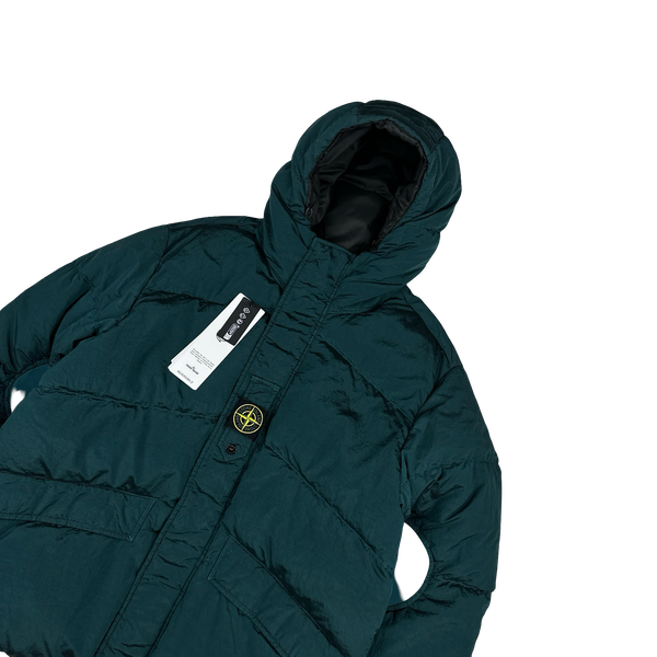 Stone Island 2023 Sea Green Reversible Nylon Metal Down Centre Badge Puffer Jacket - Large