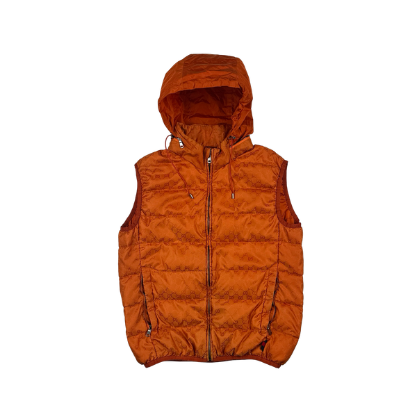 Gucci Monogram Orange Zipped Gilet Jacket - Large