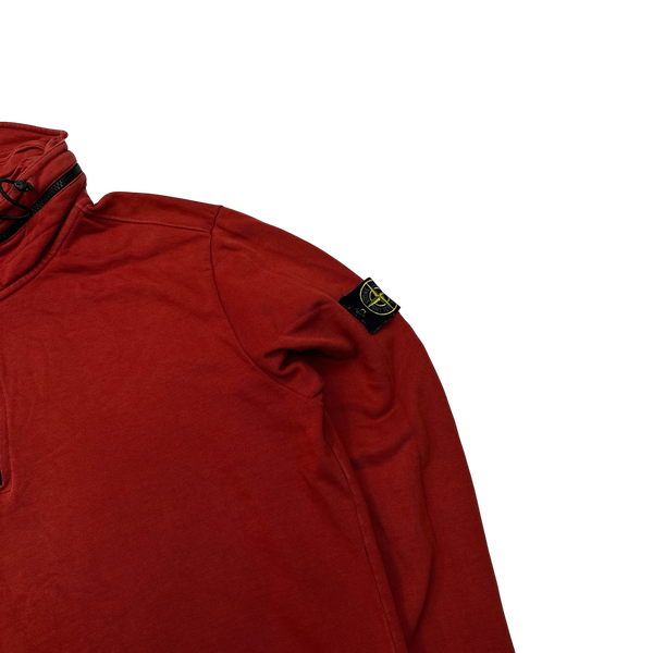Stone Island Red Cotton Quarter Zip Pullover - XXL