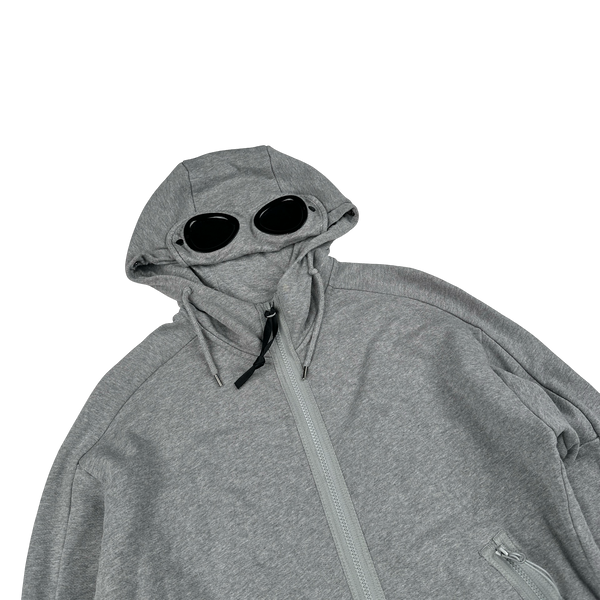 CP Company Grey Goggle Cotton Zip Up Hoodie - Medium