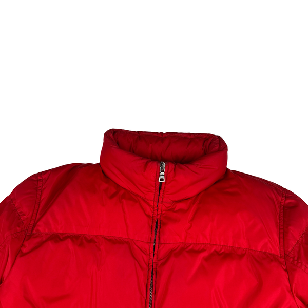 Prada Red Zipped Down Filled Puffer Jacket - XL