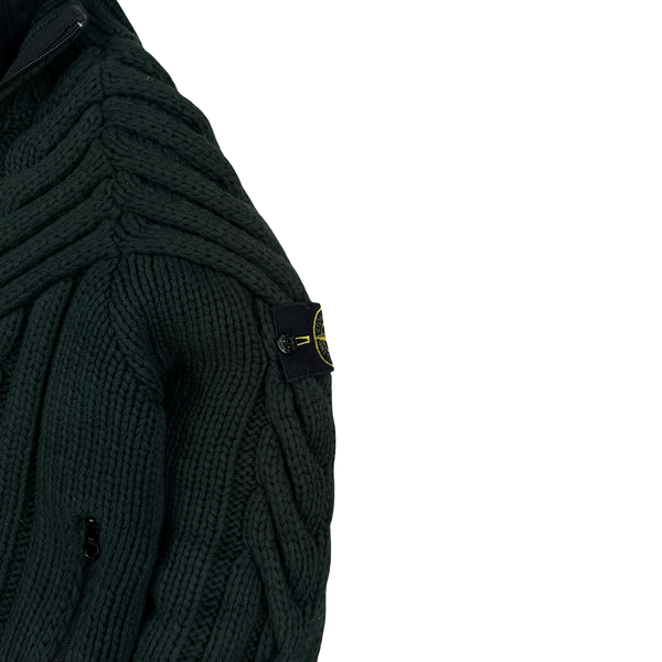 Stone Island 2016 Green President Knit Dutch Rope Zipped Jumper - Small