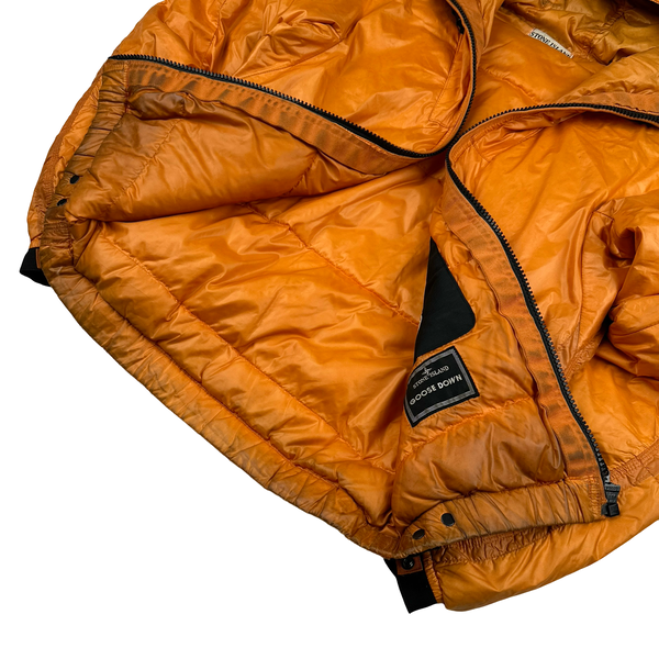 Stone Island 2007 Orange Mesh Badge Down Puffer Jacket - Small