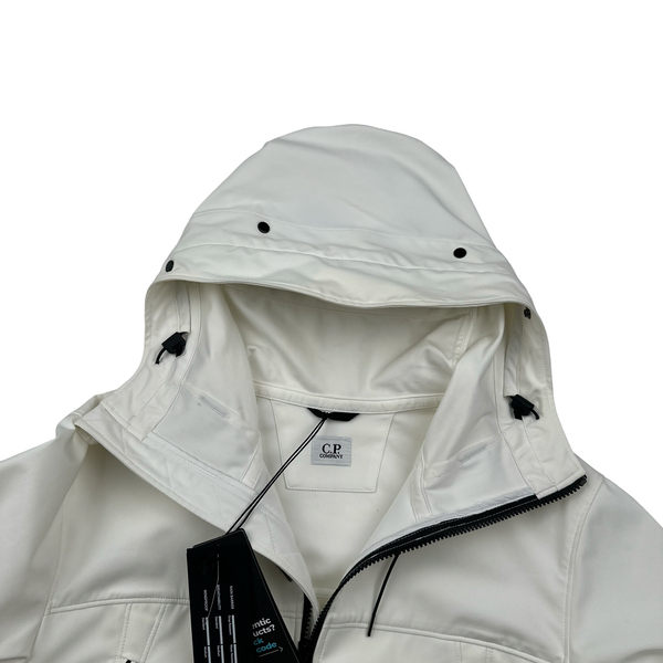 CP Company White Soft Shell Goggle Jacket - Medium