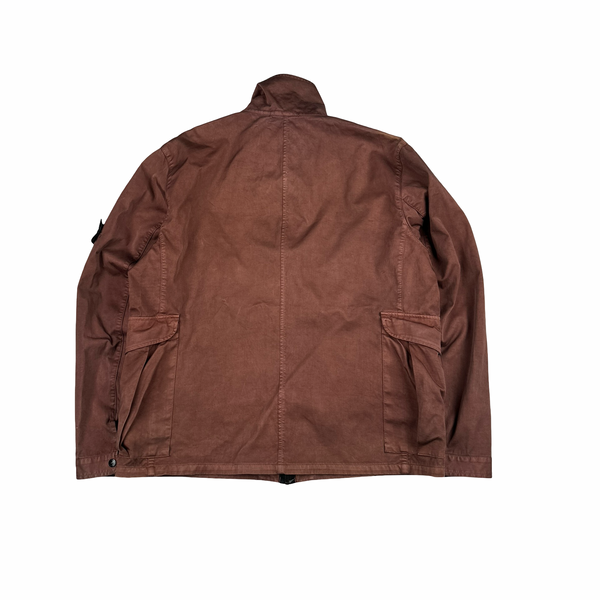 Stone Island 2006 Burgundy Cotton Blend Zipped Multi Pocket Jacket - XXL