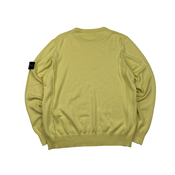 Stone Island 2019 Yellow Fine Knit Cotton Crewneck Jumper - XL