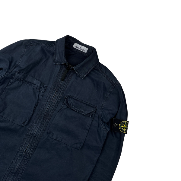 Stone Island 2018 Navy Cotton Zipped Overshirt - Small