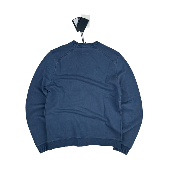 CP Company Blue Cotton Garment Dyed Crewneck Jumper - Large