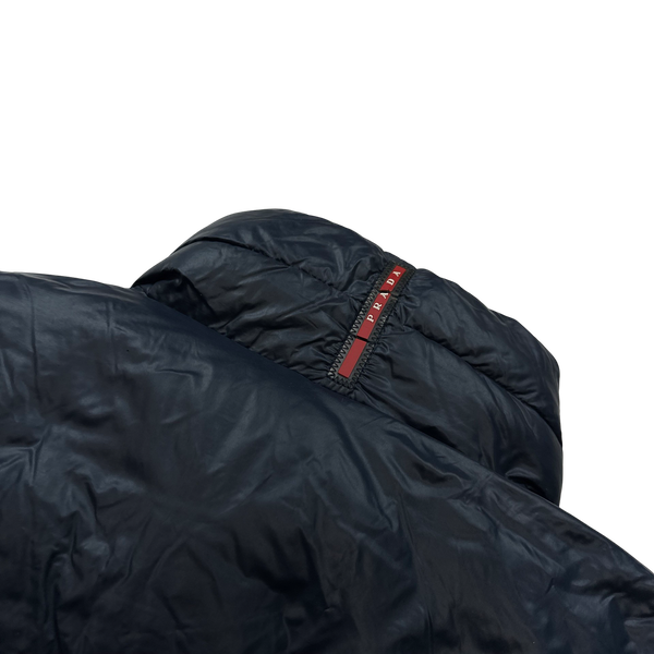 Prada Blue Zipped Puffer Jacket - Medium
