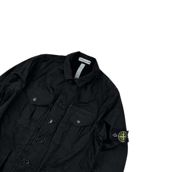 Stone Island 2007 Black Cotton Ventile Buttoned Blazer Jacket - Small