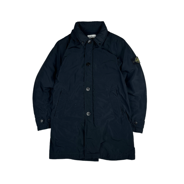 Stone Island Micro Reps Navy Primaloft Lined Long Jacket - Medium