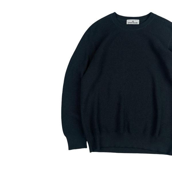 Stone Island 2025 Dark Grey Knitted Wool Jumper - Medium