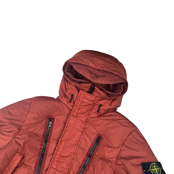 Stone Island 2021 Crinkle Burgundy Down Parker Jacket - Small