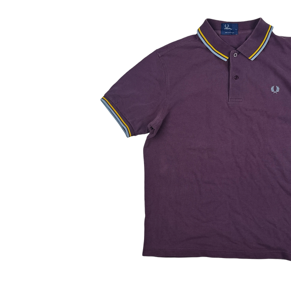 Fred Perry Purple Short Sleeve Piped Polo Shirt - Large