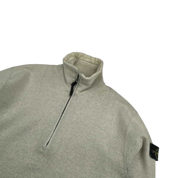 Stone Island 1997 Vintage Cream Ribbed Pullover - Large