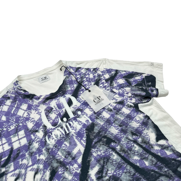 CP Company 2007 Printed Plaid Spellout Graphic T Shirt - Large