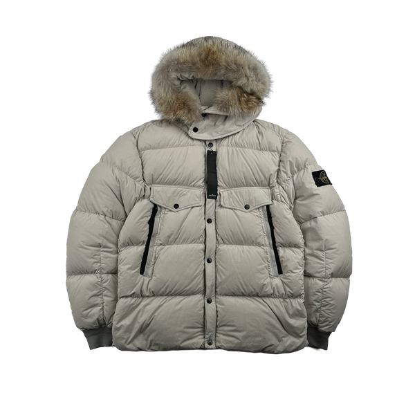Stone island jacket fur hood on sale