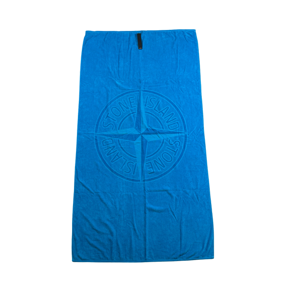 Stone Island Embroidered Logo Blue Beach Towel
