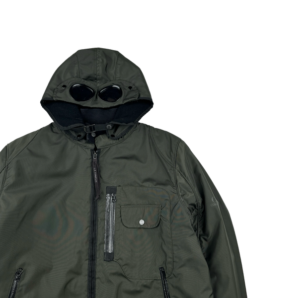 CP Company 2006 Dark Green Multi Pocket Nylon Wool Lined Goggle Jacket - XL