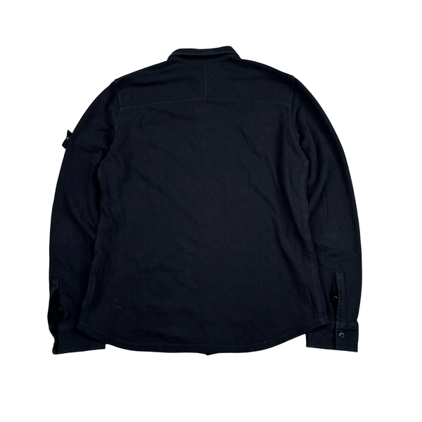 Stone Island Black Cotton Buttoned Overshirt - Large