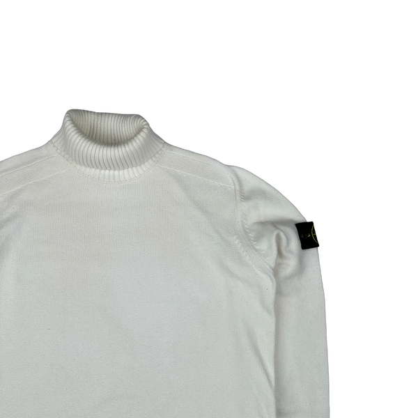 Stone Island 2022 White Ribbed Roll Neck Knit Jumper - XL