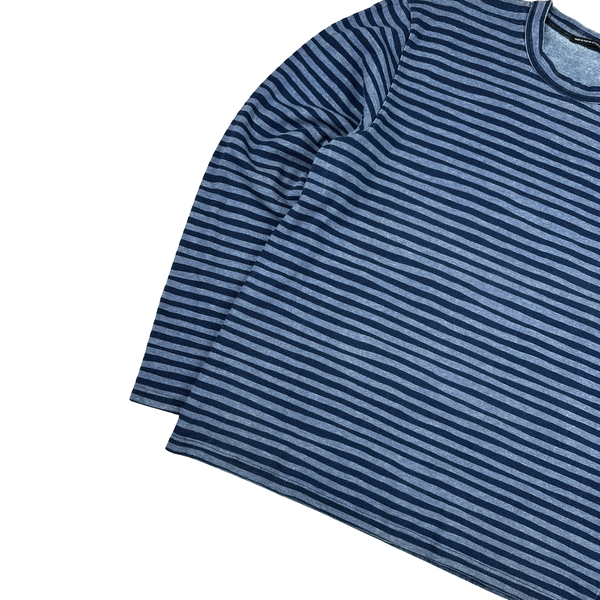 Stone Island Vintage 2003 Cotton Blue Stripped Longsleeve T Shirt - XXL