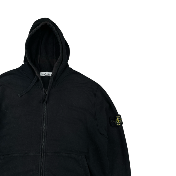 Stone Island 2021 Black Cotton Zipped Hoodie - 3XL