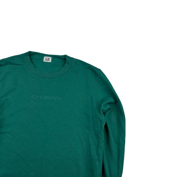 CP Company Teal Spellout Crewneck Sweatshirt - Small