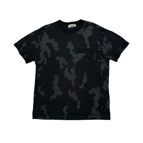 Stone Island 2017 Grid Check Camo Crewneck T Shirt - XL
