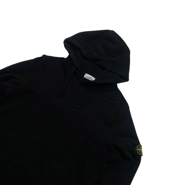 Stone Island Black Cotton Pullover Hoodie - Large