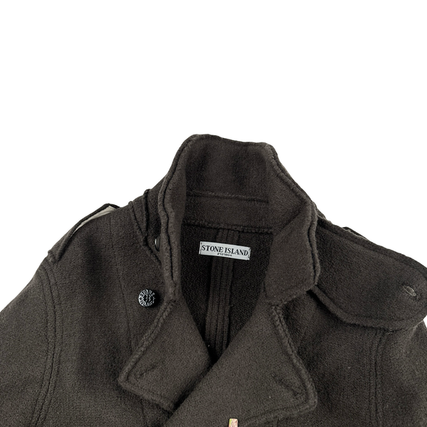 Stone Island 2010 Brown Double Breasted Thick Wool Jacket - Small