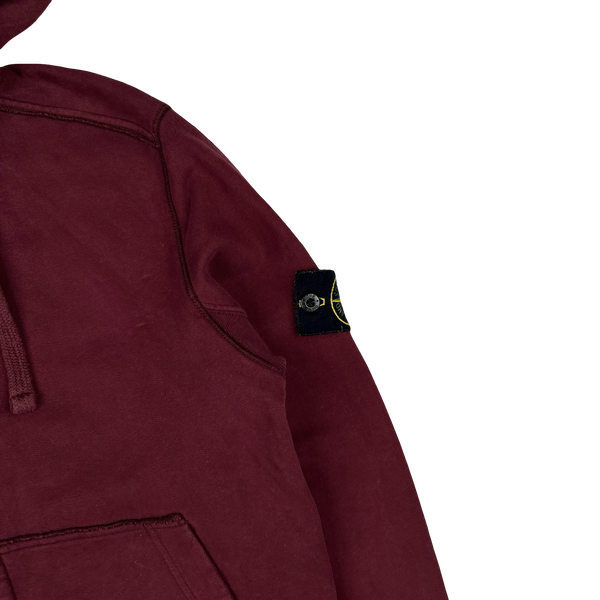 Stone Island 2018 Burgundy Cotton Zipped Hoodie - Medium