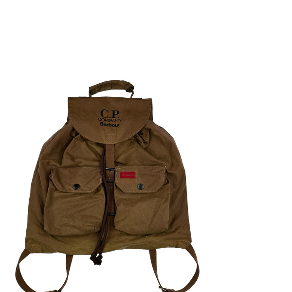 CP Company x Barbour Brown Waxed Spellout Backpack