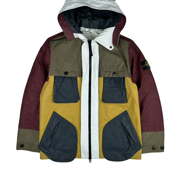 Stone Island 2019 Tela Placcata Resin Coated Bicolore Hooded Jacket - Medium