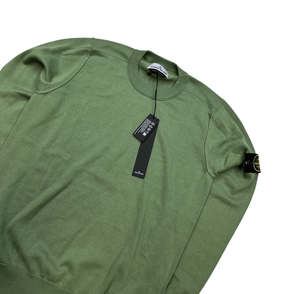 Stone Island 2023 Green Knitted Crewneck - Small