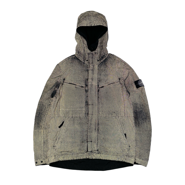 Stone Island 2016 Black Silver Pixel Reflective Hooded Jacket - Large