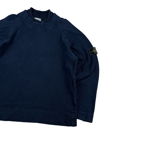 Stone Island Vintage Green Edge 1998 Navy Mock Neck Jumper - Medium