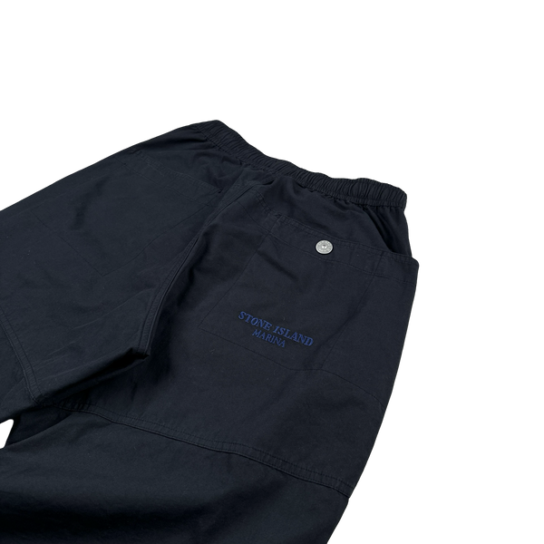 Stone Island 2025 New Season Navy Marina Spellout Cargo Trousers - 30"