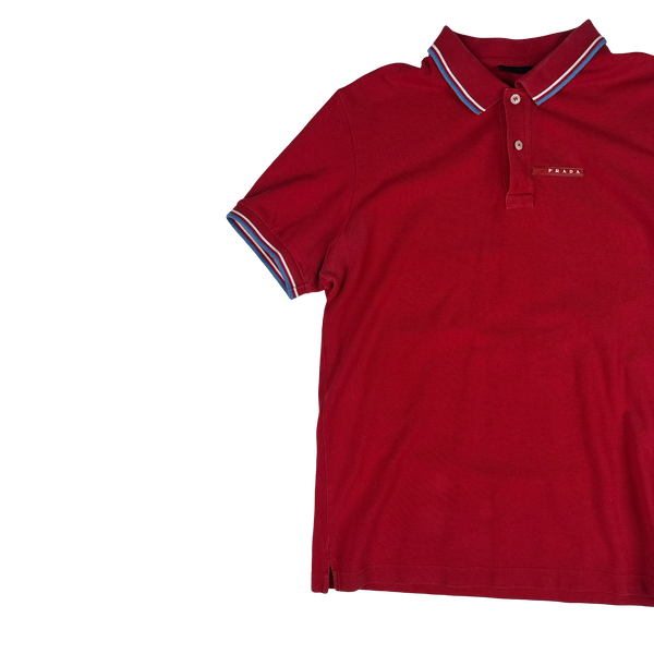 Prada Red Cotton Polo Shirt -XL