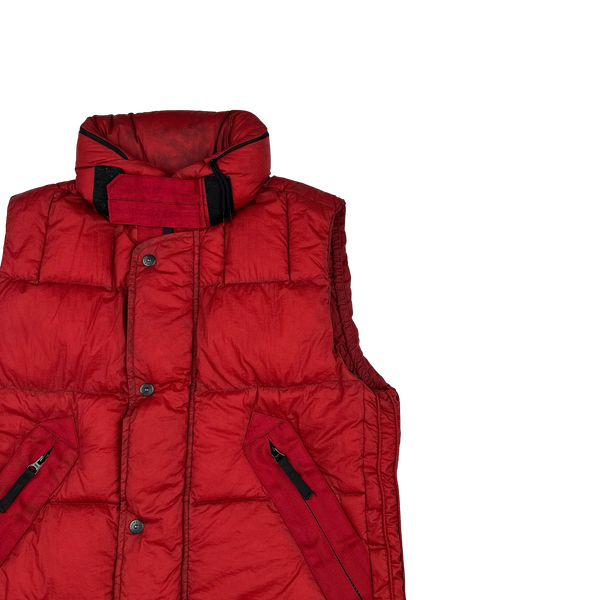 Stone Island 2009 Red Opaque Nylon Tela Down Gilet - Large