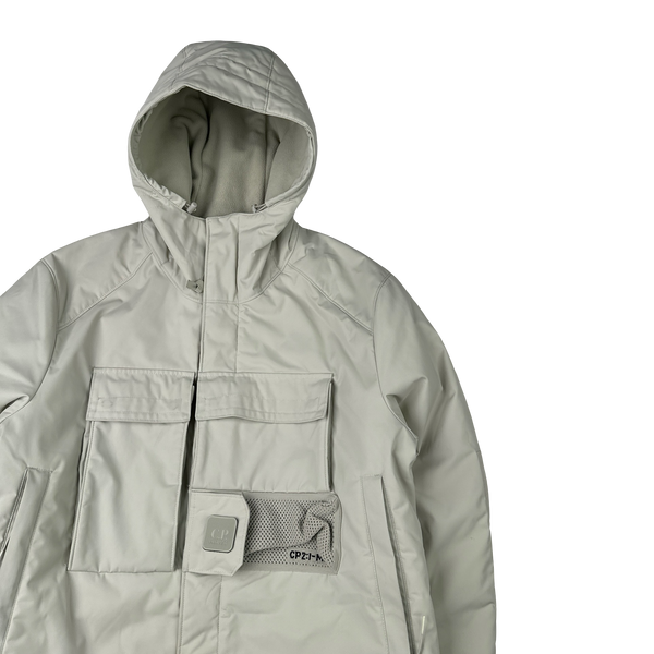 CP Company Cream Fleece Lined Heavyweight Dynatec Metropolis Jacket - Large